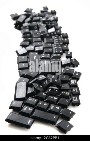 chaos black keyboard keys isolated on the white background Stock Photo