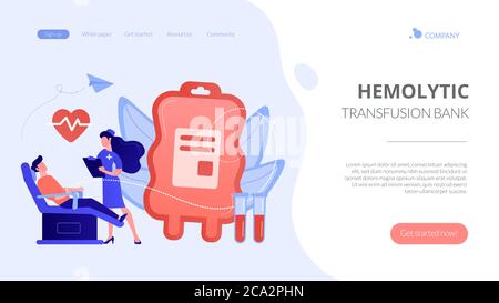 Blood donation concept landing page. Stock Vector