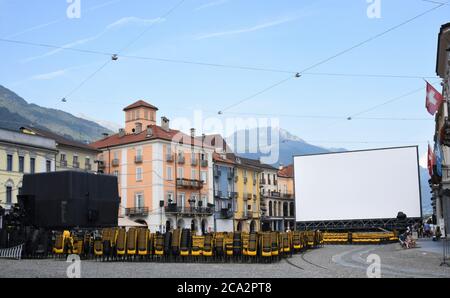 Locarno, Switzerland. 01st Aug, 2020. Locarno, Switzerland RCHIVIO: Locarno Festival 2020 For the Future of Films will take place from 5 to 15 August because Coronavirus is proposed online for the presentation of the films, in some cases with the possibility of being directly present in some theaters physically by booking. Piazza Grande for the first time will not be used like the classic redcarper. In the photo: the Piazza Grande Credit: Independent Photo Agency/Alamy Live News Stock Photo