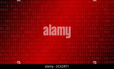 Background of zeros and ones in red colors Stock Vector