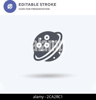 Saturn icon vector, filled flat sign, solid pictogram isolated on white, logo illustration. Saturn icon for presentation. Stock Vector