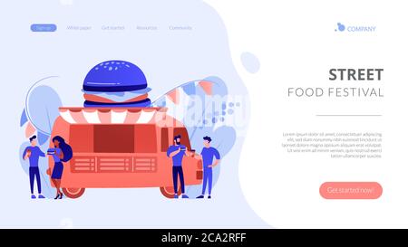 Food festival concept landing page. Stock Vector