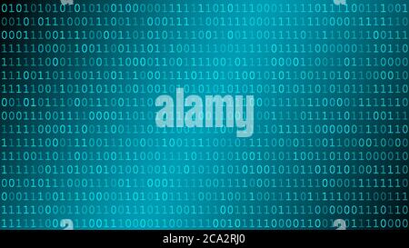 Background of zeros and ones in light blue colors Stock Vector
