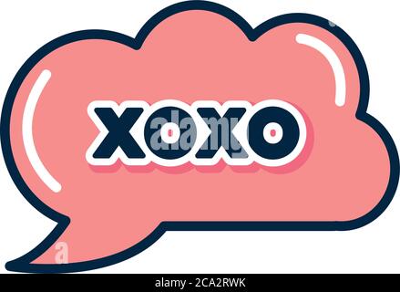 slang bubble concept, pink cloud with xoxo word icon over white background, flat style, vector illustration Stock Vector