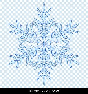 Big translucent Christmas snowflake in light blue colors on transparent ...