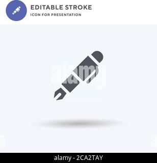 Fountain Pen icon vector, filled flat sign, solid pictogram isolated on white, logo illustration. Fountain Pen icon for presentation. Stock Vector