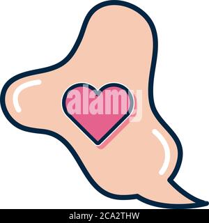 slang bubble concept, pink bubble with heart icon over white background, flat style, vector illustration Stock Vector