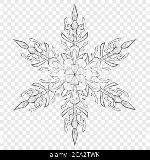 xpBig translucent Christmas snowflake in gray colors on transparent background. Transparency only in vector format Stock Vector