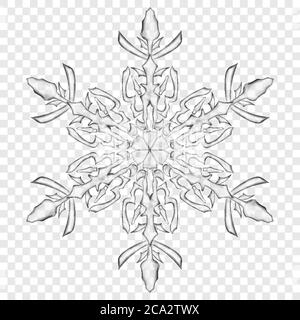 xpBig translucent Christmas snowflake in gray colors on transparent background. Transparency only in vector format Stock Vector