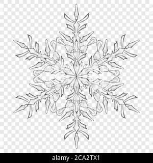 xpBig translucent Christmas snowflake in gray colors on transparent background. Transparency only in vector format Stock Vector