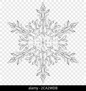 xpBig translucent Christmas snowflake in gray colors on transparent background. Transparency only in vector format Stock Vector