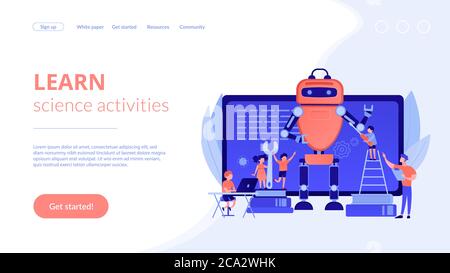 Engineering for kids concept landing page. Stock Vector