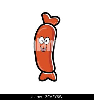 Sausage cartoon character. Design template vector Stock Vector