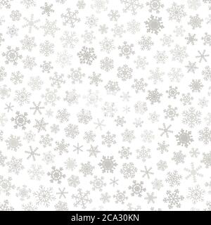 Christmas seamless pattern of snowflakes, gray on white background. Stock Vector
