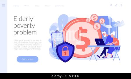 Elderly financial security concept landing page Stock Vector