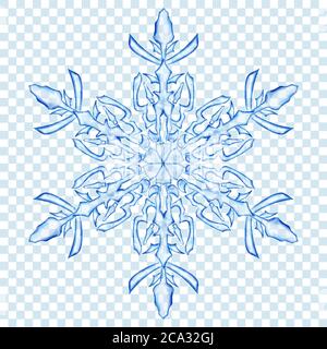 Big translucent Christmas snowflake in light blue colors on transparent ...
