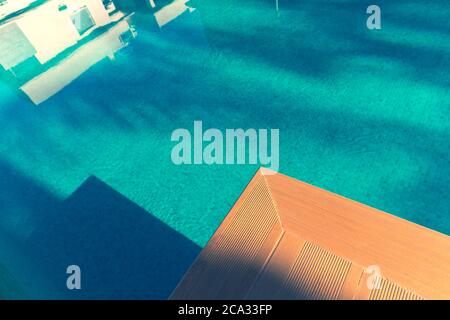The geometry of the lines and shapes of the water pool. Stock Photo