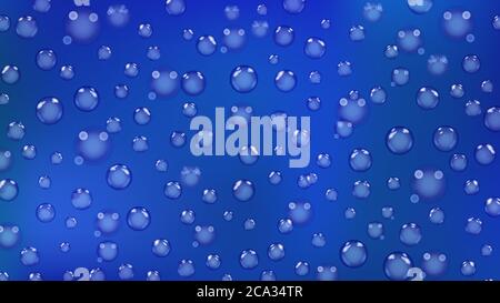 Background of bubbles or water drops of different sizes in blue colors Stock Vector