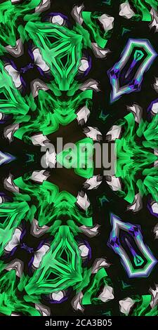 Green and white digital marbling. Abstract marbled backdrop. Liquid paint abstraction. Vibrant colour mesh background. Colourful marbling texture for Stock Photo