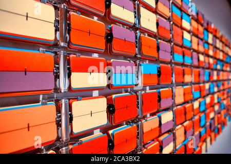 Giant multicolor board abstract texture. intersecting striped pattern. chromatic background. geometric checkered. Stock Photo