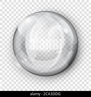 Big translucent gray sphere with glares and shadow on transparent background. Transparency only in vector format Stock Vector
