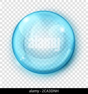 Big translucent light blue sphere with glares and shadow on transparent background. Transparency only in vector format Stock Vector