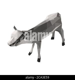 Low poly white sheep. Isometric view. 3D. Vector illustration. Stock Vector