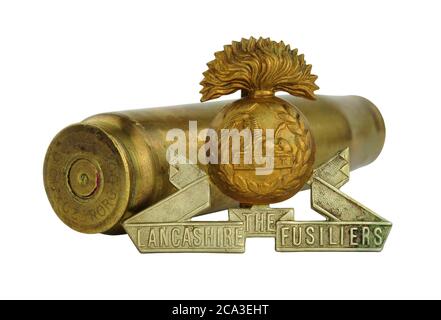 World War 1 Lancashire Fusiliers cap badge, the Lancashire Fusiliers was a British army infantry regiment Stock Photo