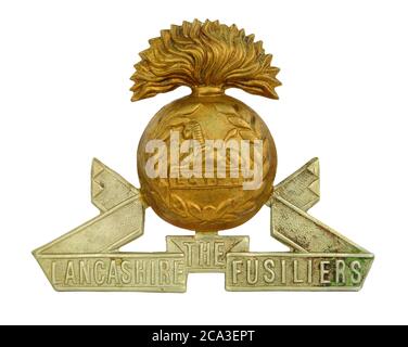 World War 1 Lancashire Fusiliers cap badge, the Lancashire Fusiliers was a British army infantry regiment Stock Photo