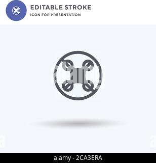 No Drone Zone icon vector, filled flat sign, solid pictogram isolated on white, logo illustration. No Drone Zone icon for presentation. Stock Vector