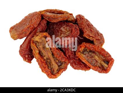 Group of sun dried tomatoes isolated on a white background Stock Photo
