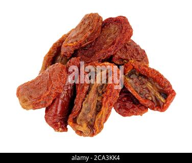 Group of sun dried tomatoes isolated on a white background Stock Photo