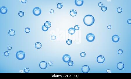 Background of bubbles or water drops of different sizes in blue colors Stock Vector