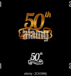 50 years anniversary celebration design with thin number shape golden color for special celebration event Stock Vector