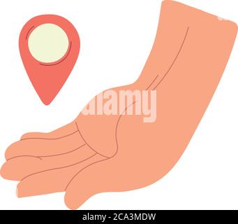 hands supporting local business products vector illustration design Stock Vector