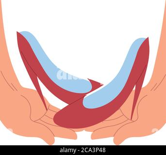 hands supporting local business products vector illustration design Stock Vector