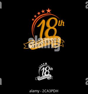 18 years anniversary celebration design with thin number shape golden color for special celebration event Stock Vector