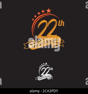 22 years anniversary celebration design with thin number shape golden color for special celebration event Stock Vector