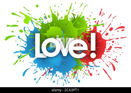 love word in splash’s background Stock Photo