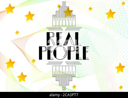 Art Deco Retro Real People text. Decorative greeting card, sign with vintage letters. Stock Vector