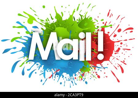 mail word in splash’s background Stock Photo