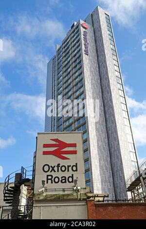 Manchester Oxford Road Railway Station, Oxford Road, Manchester, England, UK, M1 6FU, Liberty Living Manchester Oxford Road,Student Accommodation Stock Photo