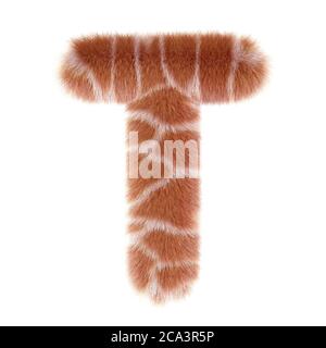 3d GIRAFFE cartoon funny creative fur letter T Stock Photo
