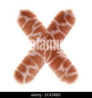 3d GIRAFFE cartoon funny creative fur letter X Stock Photo
