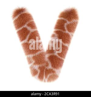 3d GIRAFFE cartoon funny creative fur letter V Stock Photo