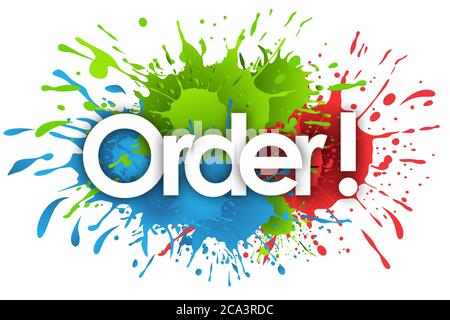 order word in splash’s background Stock Photo