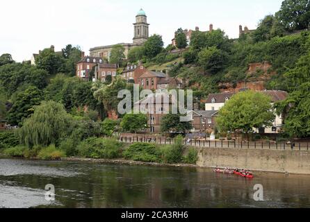 View over the river Severn to Bridgnorth high town, Shropshire, England, UK. Stock Photo