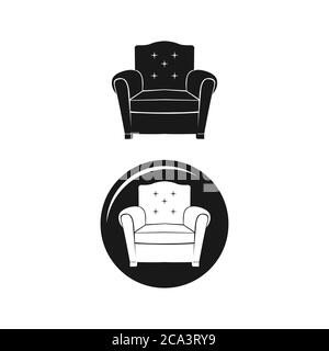 Silhouette of classic retro carved chair, vector chair illustration Stock Vector
