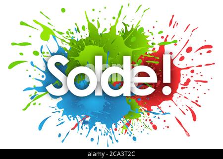 solde word in splash’s background Stock Photo