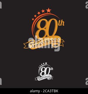 80 years anniversary celebration design with thin number shape golden color for special celebration event Stock Vector